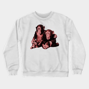 Two baby chimps monkey brothers hugging Crewneck Sweatshirt